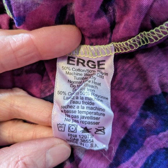 Erge Karen Hooded Burnout V-neck Long-Sleeve Top in Fuchsia/Navy Zebra Print XS - Picture 7 of 7